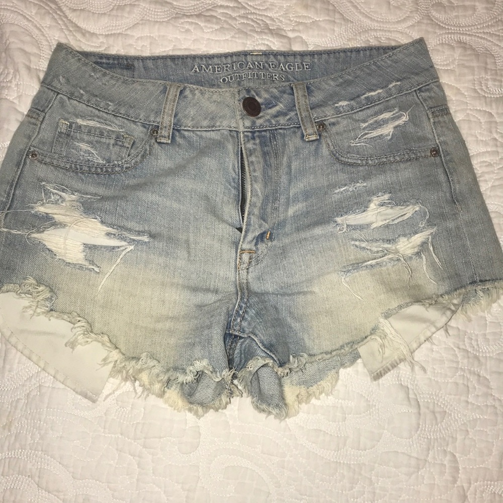 High Waisted, Distressed Denim Shorts
